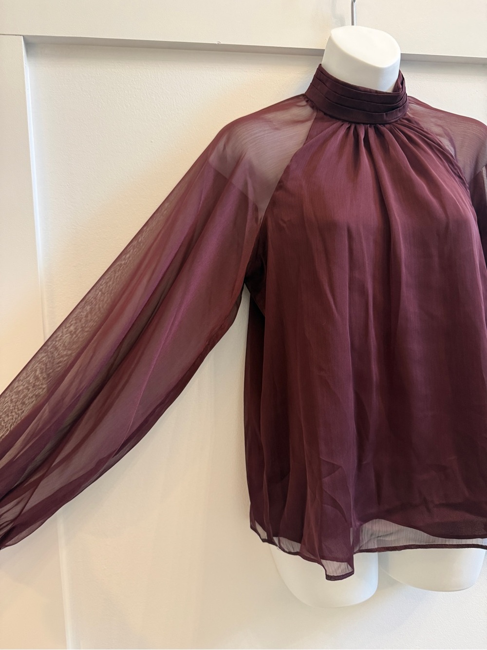 1.State Women's Mock Neck Raglan Sheer Balloon Sleeve Blouse, Small, NWT - Picture 7 of 13
